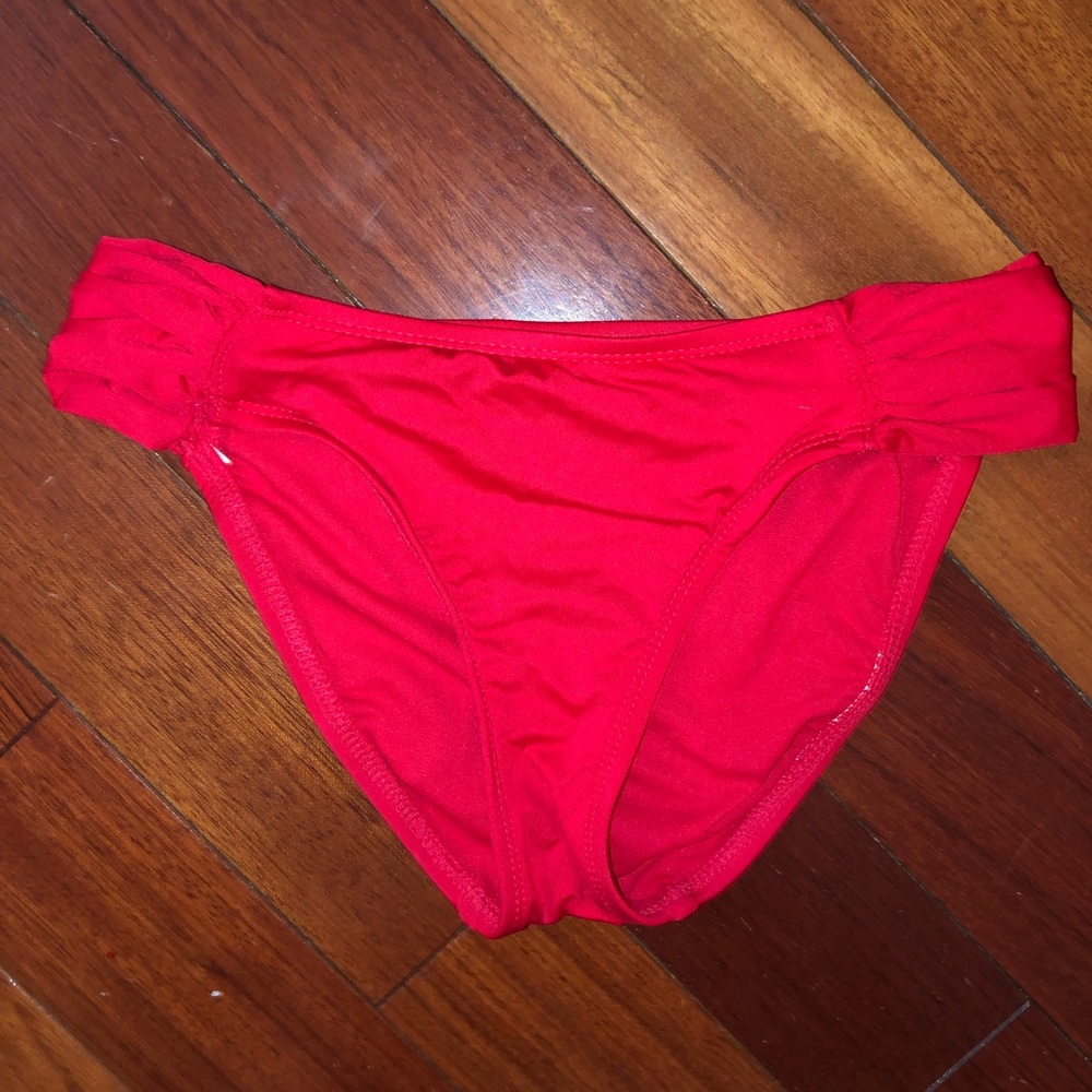 Red Rusched Bikini Bottoms